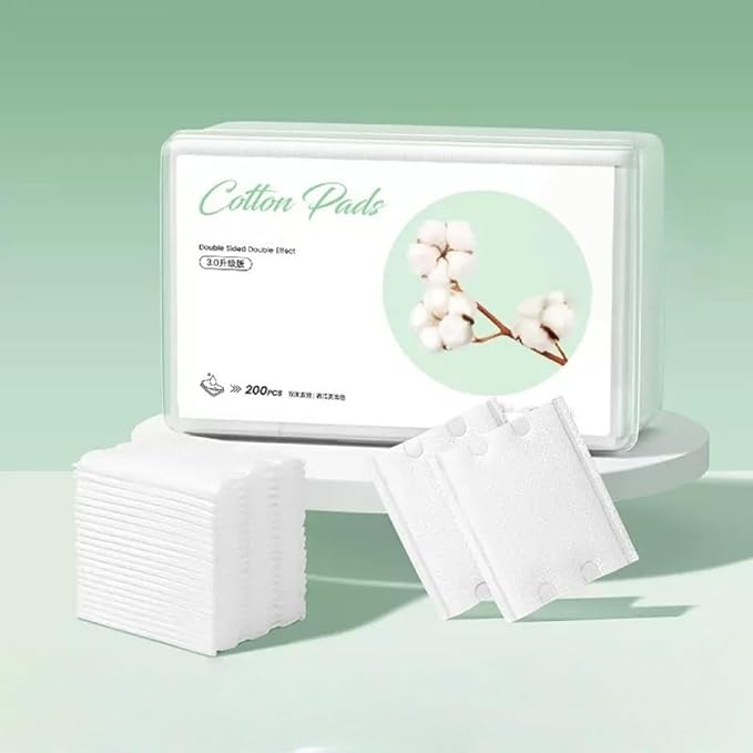 200PCS Square Cotton Pads for Face, Ultra Soft & Lint-Free & Textured, Facial Eye Makeup Remover Pads, Face Pads Cleansing Cotton Squares, Natural Premium Cotton Rounds Cosmetic Cotton Pads for Toner