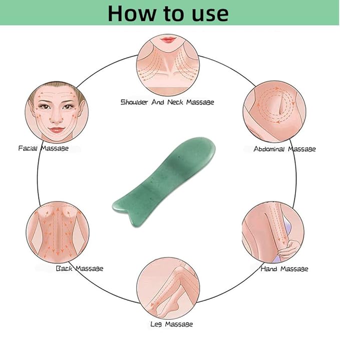 Facial Gua Sha Tool for Chin Massage Tool Natural Jade Stone Gua Sha Board for Face SPA Acupuncture Therapy Trigger Point Treatment
