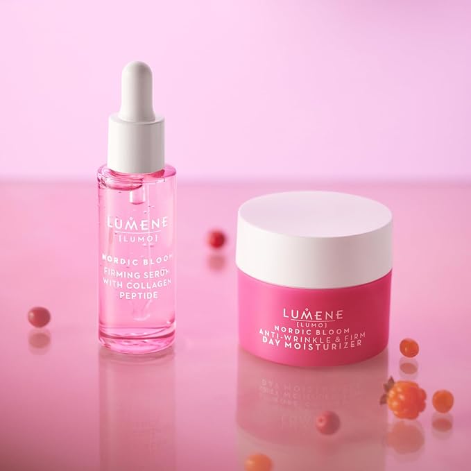 Lumene [Lumo] Vegan Collagen Face Serum - Firming Peptide Serum Formulated with Hyaluronic Acid for Smoother, Plump-Looking Skin - Helps to Reduce the Appearance of Fine Lines + Wrinkles (1 fl oz)