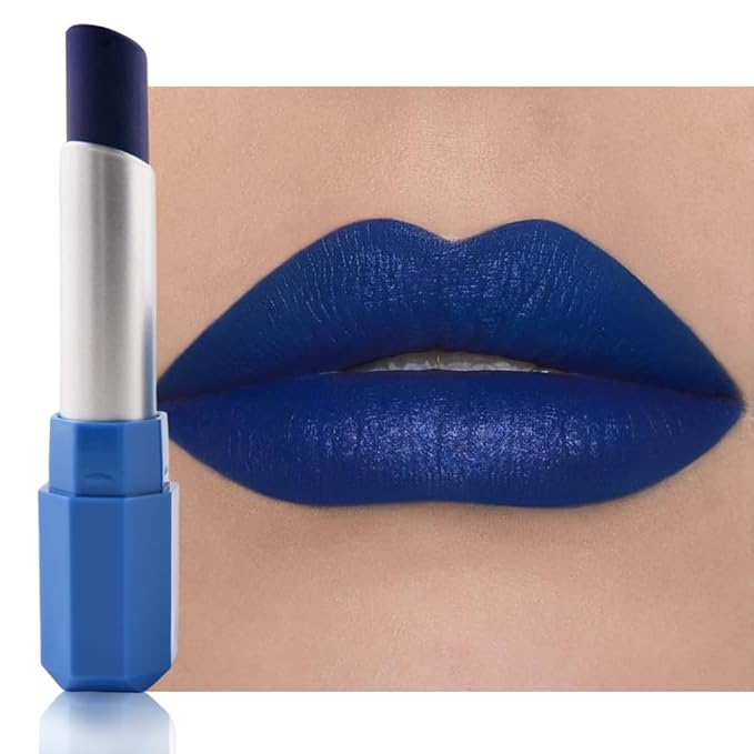 Dark Blue Shimmer Lipstick - Pigmented Lip Crayon & Face Paint Stick for Women Everyday Halloween Birthday Party Wear, Younger-Looking Glitter Lip Makeup, Labial para fiesta de disfraces 14