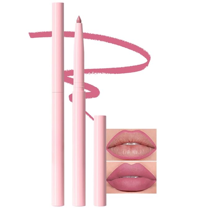 Kaely Matte Velvet Lip Liner Pencils Retractable for Shaping & Sculpting Lips, Pink Lip Pencils for Women Long Lasting Waterproof Rich Lip Colors Liner Crayon Lipstick delineador de labios 09
