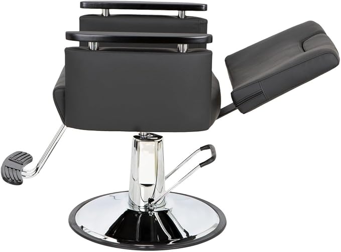 Buy-Rite Carlton Reclining All-Purpose Salon Chair - Professional Hydraulic Styling Chair for Hair, Barber, Shampoo, Threading, Waxing - Adjustable Headrest, 550 lb Lift, Black, YLG-166