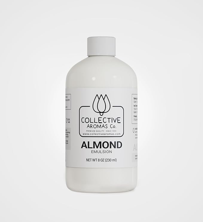 Almond Emulsion for Baking – Natural Flavoring Blend for Cookies, Cakes, Ice Cream, Smoothies, Beverages & More – 8 fl oz Kosher, Pure Almond Emulsion by Collective Aromas Co.