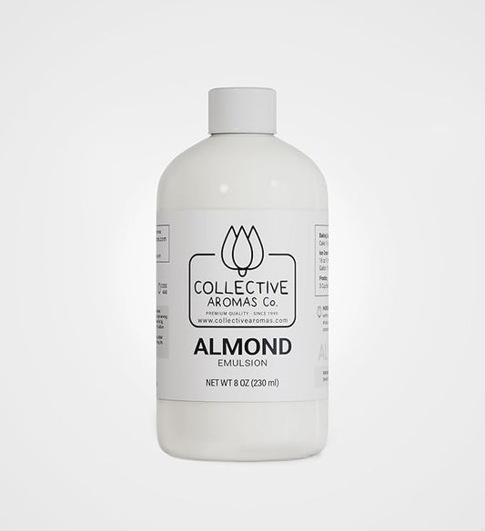 Almond Emulsion for Baking – Natural Flavoring Blend for Cookies, Cakes, Ice Cream, Smoothies, Beverages & More – 8 fl oz Kosher, Pure Almond Emulsion by Collective Aromas Co.
