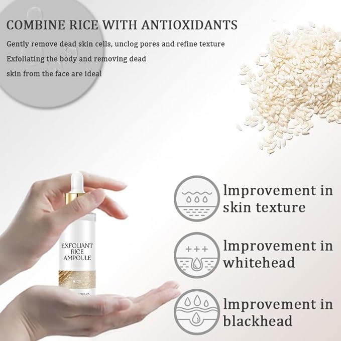 Rice Exfoliating Ampoule Set – Duo for Gentle Peel + Pore Minimizing & Deep Hydration, Exfoliant for All Skin Types (White+Black,)