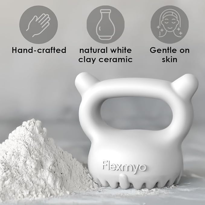 Ceramic Gua Sha Fascia Tool. K-Beauty US Patented, Face & Body Massager for Lymphatic Drainage, Cellulite, Muscle Recovery & Trigger Point Relief – Non-Toxic Clay, Durable & Easy Grip. Made in Korea