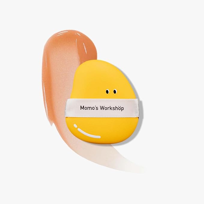 Momo's Workshop Mango Makeup Sponge Set- 2 Cosmetic Foundation Sponges, Dual-Textured for Wet/Dry Use, Pointed Tip for Detail Work, Includes Large & Medium Sizes & Storage Case