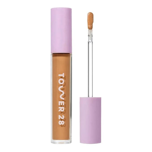 Tower 28 Beauty Swipe Serum Concealer - Hydrating Buildable Medium-Coverage Concealer with Skincare Benefits for Sensitive Skin - Shade 13 PLAYA, Tan with Warm Undertones, 0.22 Fl Oz
