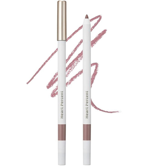 Heart Percent Dote On Mood Lip Pencil Slim, Defines and Fills Creamy Lip Liner Retractable Lipstick Pencil with Built-In Sharpener, #08. Cloudy Mauve