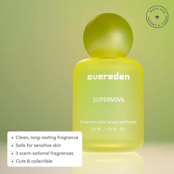 Evereden Fragrance Hair and Body Mist - Supernova: Clean and Vegan Collectible Hair and Body Spray for Teen Girls - Amplify Your Self Expression with Iconic Scents in Aesthetic Bottles