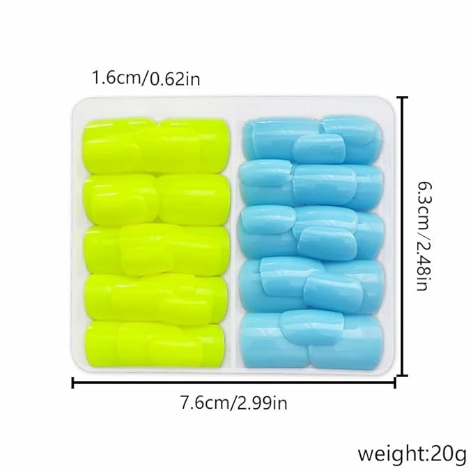2 Packs 48Pcs Press on Nails Short Square Fake Nails Medium Acrylic Nails Solid Color False Nails Glossy Glue on Nails Blue Green Stick on Nails for Women Girls Nails Decoration