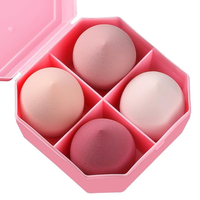 4 pcs Makeup Sponge for Dry and Wet Use, Beauty Sponges Blending Foundation Sponge for for Liquid, Cream and Powder