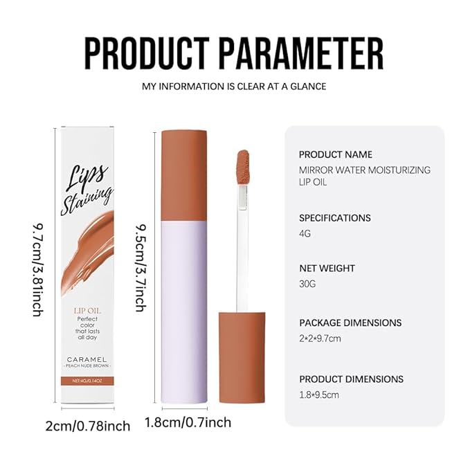 Nourishing High-Shine Lip Gloss,Hydrating & Moisturizing Lip Tint, Non-Sticky, Long-Lasting Glossy Lip Stain,Softens & Plumps Lips for Smooth,Gentle Formula for Dry Lips 05#Peach Nude Brown