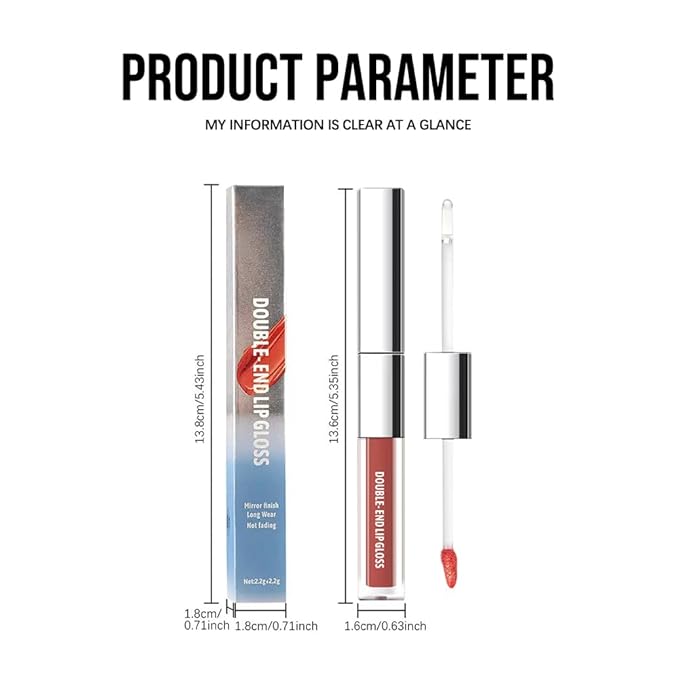 Dual-Ended Lip Stain & Lip Oil – 2-in-1 Matte Color and Hydrating Gloss, Long-Lasting Non-Sticky Lip Tint, Nourishing Moisture & Glassy Shine for Day-to-Night Looks 04#