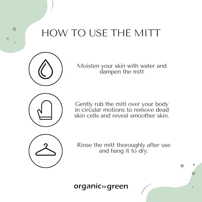 Organic to Green Premium Exfoliating Mitt for Body (2pc) – 100% Vegan Viscose Traditional Body Scrub Washcloth – Body Exfoliator (Green)