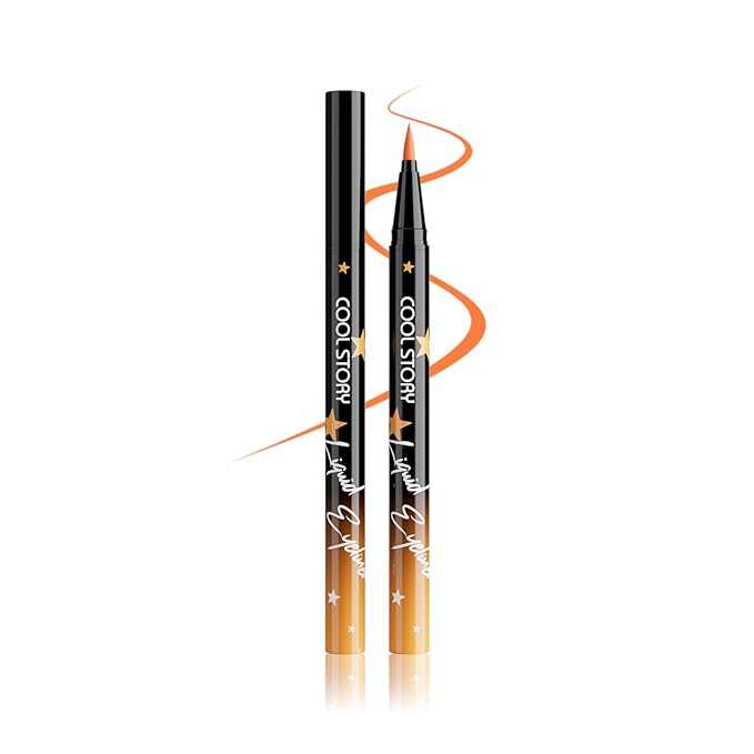 COOL STORY Liquid Eyeliner Waterproof Smudge Proof Eye Liner, 24H Long-Lasting, 0.6ml/0.02 fl.oz (Orange Red)