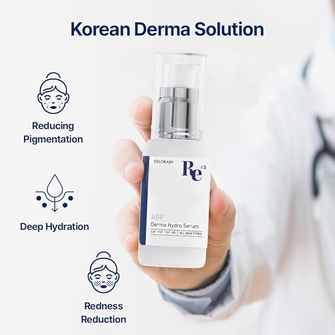 CELORABY 4GF Derma Repair Hydro Serum - Hydrating Serum with Quadruple Peptides, Niacinamide, and Hyaluronic Acid for Smooth, Healthy-Looking Skin (1.01 fl. oz)