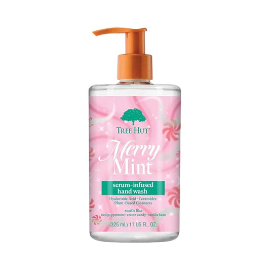 Tree Hut Merry Mint Serum Infused Hand Wash, Nourish & Hydrate Hands, Strengthening Skin Care, Long-Lasting Scent, Cleanse & Lock in Moisture, Cermamides, Holiday Gift & Stocking Stuffer, 11 fl oz
