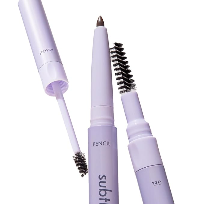 3-in-1 Brow Pencil - Vegan, Smudge-Proof, with Spoolie Brush and Clear Gel - Best Eyebrow Pencil for Fluffing, Filling, and Setting Brows, Dark Brown