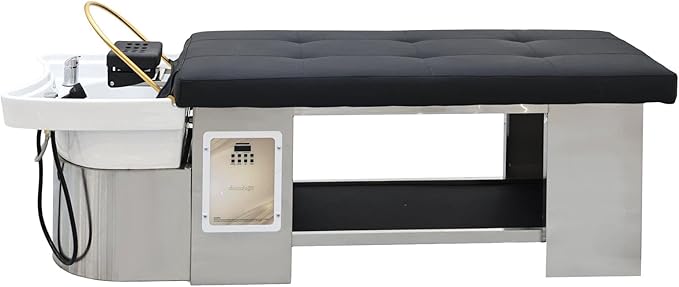TATARTIST Head Spa Bed with Fumigation Head Therapy Shampoo Bed Water Circulation Massage Shampoo Backwash Unit Spa Hair Salon Equipment (Black)