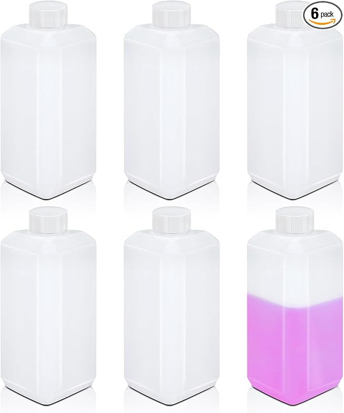 16oz/500ml Leak Proof Plastic Bottles with Caps for Liquids Sample, Reusable Small Bottles Containers for Travel, Camping and Hiking (Translucent, 6 Pcs)