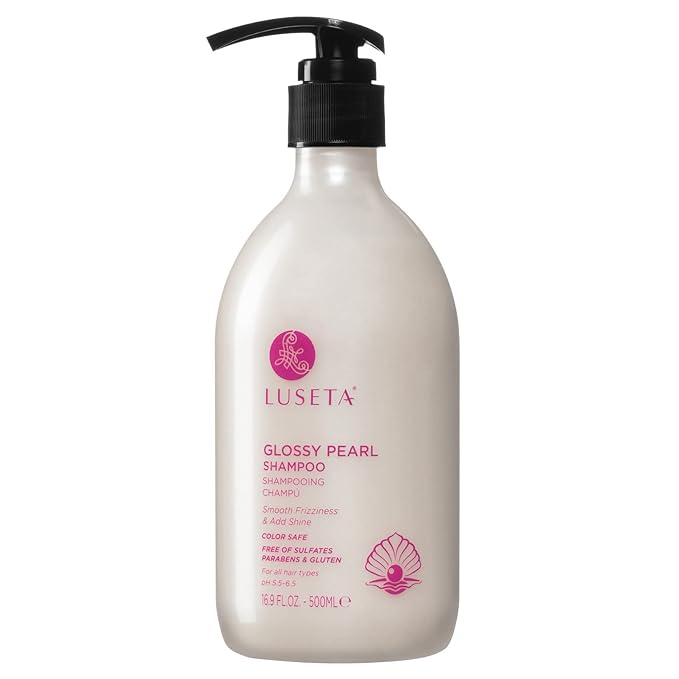 Luseta Glossy Pearl Shampoo for Smoothing and Nourishing Frizzy, Moisturizing Shampoo with Pearl Extract, Awakening shine for Dull hair 16.9 fl.oz.