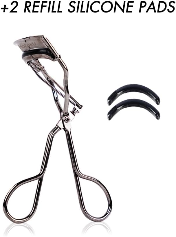 Stainless Steel Eyelash Curlers, Professional Lash Curler for Long-Lasting Lift | Gentle Eye Lash Curler for Hooded Eyes | Stainless Steel Ergonomic Design for Natural Curl (Black)