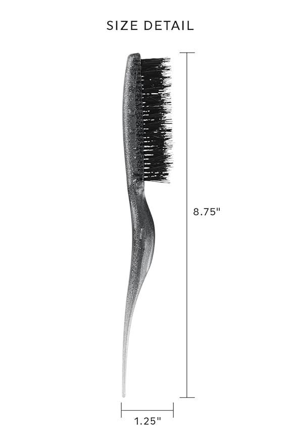 Cricket Amped Up Teasing Hair Brush - Adds Major Volume and Shine, Heat Resistant, Ideal for Slick Back, Updos, and Detangling All Hair Types, Ergonomic Handle and Sectioning Tip, Sparkle Black