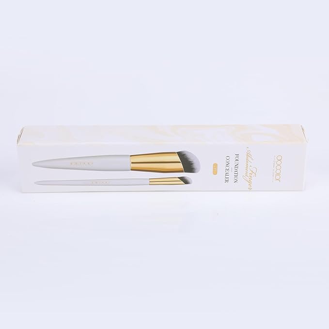 docolor Concealer Brush and Foundation Brush for Liquid Makeup, 2PCS Angled Kabuki Blending Makeup Brush Perfect for Liquid Cream Powder Blending,Stippling,Highlighter and Nose Contour