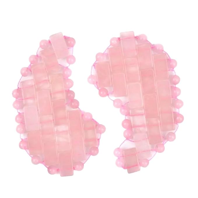 Moon Shape Crystal Clear Quartz Eye Mask, Anti-Aging Hot or Cold Using Stone Eye Mask 100% Natural Beauty Eye Mask (Rose Quartz)