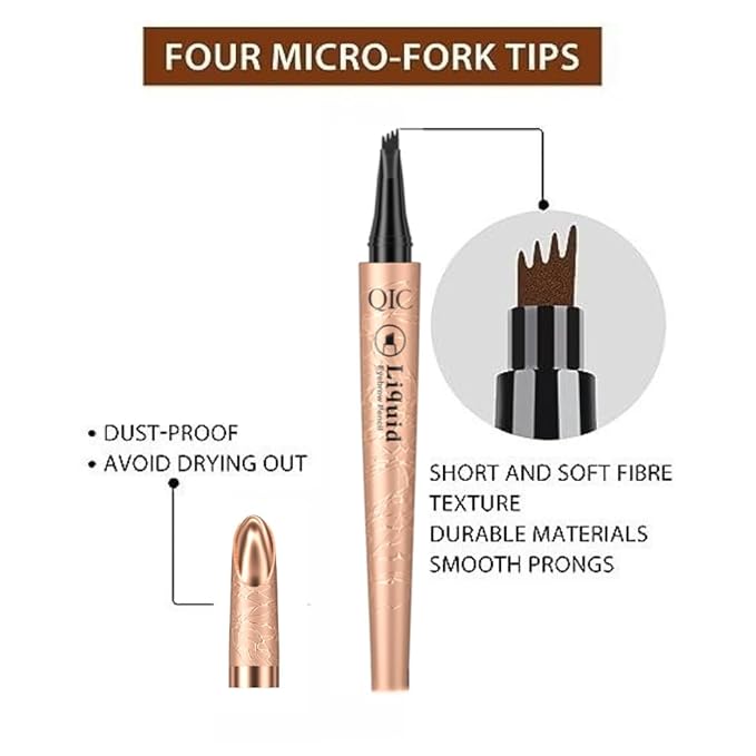 Eyebrow Pencil,Waterproof Brow Pen with Micro-Fork Tip,Smudgeproof Long Lasting Fine Sketch Microblading Pen，Natural Looking Eye Makeup Eyebrow Pen-03#Grey color