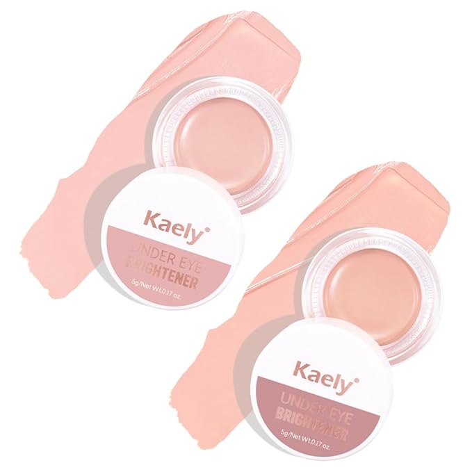 evpct 2Pcs Pink under Eye Corrector Brightener Concealers for Older Women Dark Circles, under Eye Cream Pot Concealer Full Coverage Peach Color Corrector Makeup, Nourishing Waterproof, 01&06