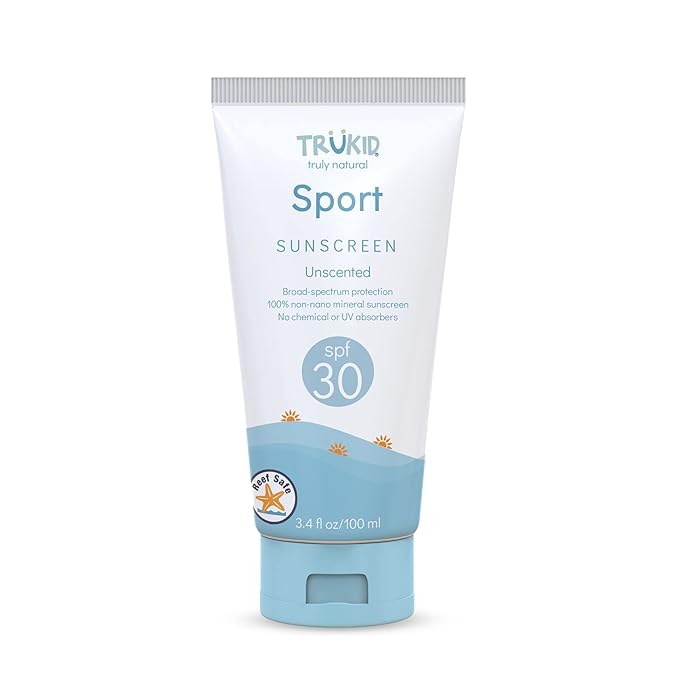 TruKid Sport SPF30 Face Sunscreen Unscented 3.4oz Baby Sunscreen, Natural Ingredients Kids Sunscreen, Reef-Friendly Travel Size Sun Screen, Beach Defense Sunscreen for Kids, Toddlers, Babies & Adults