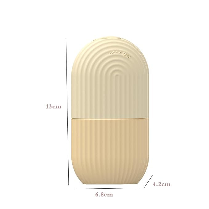 Ice Face Roller, Reusable Silicone Mold Face Massage Eye Facial Beauty Skin Care Tools Apply Ice for Shrink Pores Anti Wrinkle Reduce Puffiness Improve Skin Elasticity, Striped, Yellow