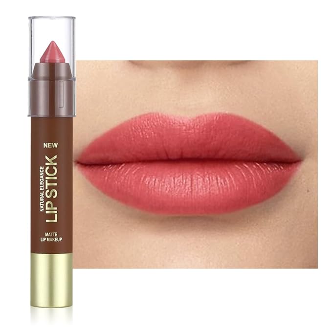 Matte Lipstick Crayon Set for Women, Ruby Red 24 Hour Lipstick Lip Liner Pencil, Neutral Lip Stick Lipliner Long Lasting Waterproof Smudge Proof, Vegan & Cruelty-Free, 04