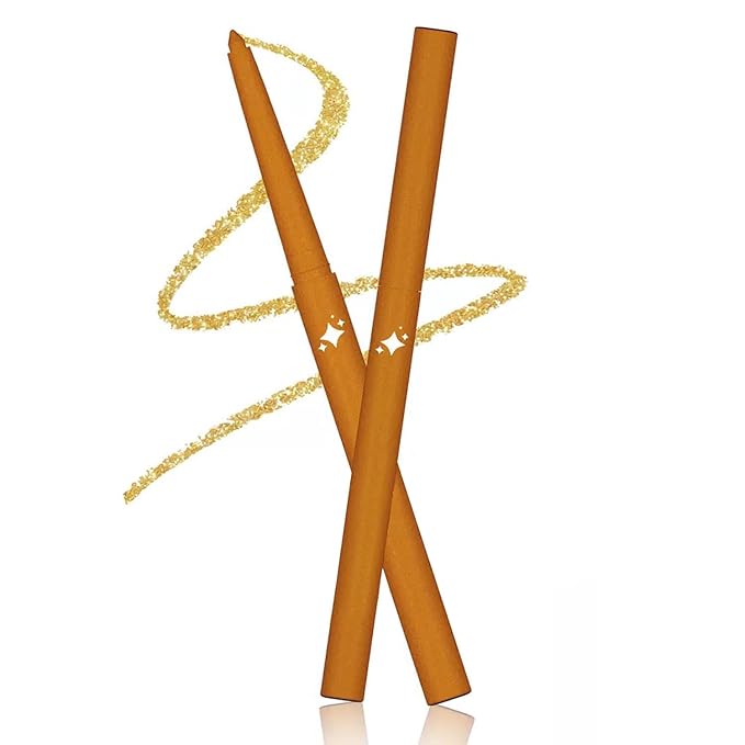 Gold Eyeliner Waterproof Retractable Gold Glitter Eyeliner Pencil Smudge-proof Long Lasting Hypoallergenic (02# gold shimmer)