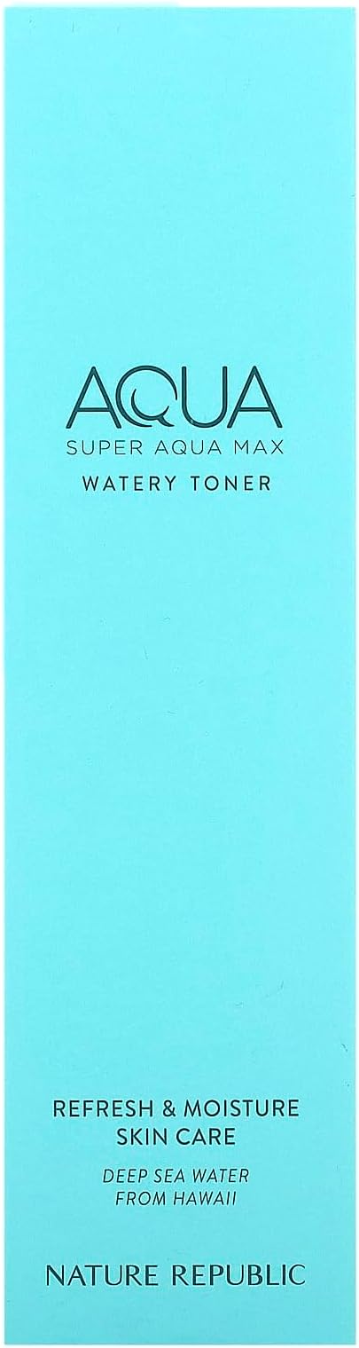 Nature Republic Super Aqua Max Watery Toner_Hydrating Deep sea Water Essence Daily Moisturizer & Glow Lightweight Long Lasting Glass Skin for Face Korean Beauty Facial Skin Care 150ml / 5.07 fl.oz