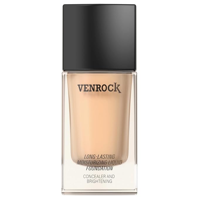 VENROCK 24HR Long-Lasting Moisturizing Liquid Foundation | Radiant, Waterproof, Concealing & Oil-Control (01# Ivory White, 30ml)