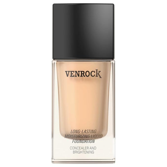 VENROCK 24HR Long-Lasting Moisturizing Liquid Foundation | Radiant, Waterproof, Concealing & Oil-Control (01# Ivory White, 30ml)