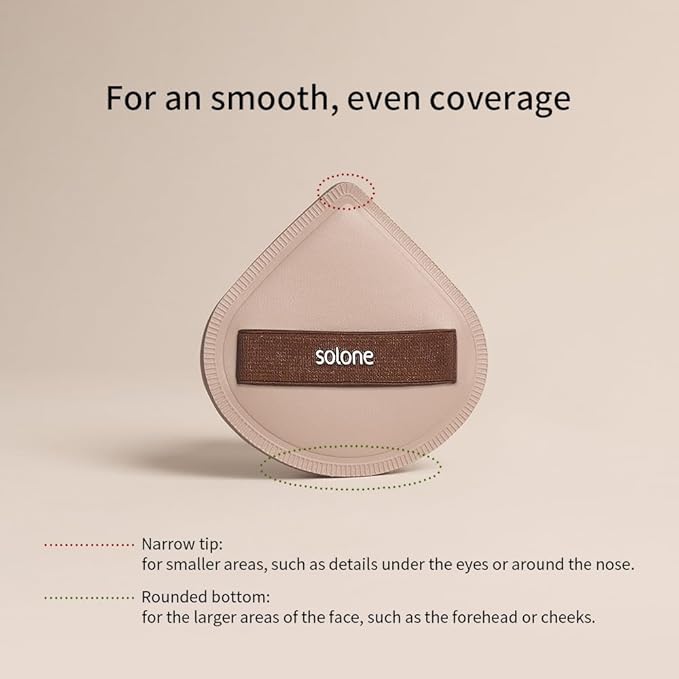 Solone 5 Pcs Cushion Makeup Sponge Puff - Latex-Free Rubycell with Travel Case for Foundation, Concealer, and Powder; Beginner-friendly, Soft Blending Sponge Set (Brown)