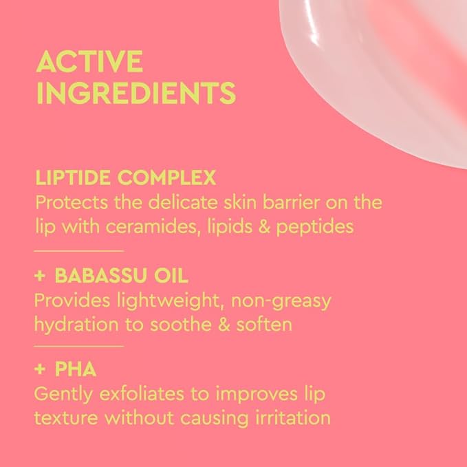 BYOMA Liptide Lip Mask - Lightweight, Overnight Mask - Peptide Lip Treatment with Peptides, Babassu Oil & AHA - Hydrating, Exfoliating Balm - 0.16 oz