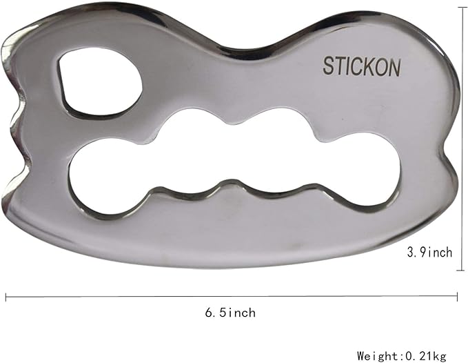 STICKON Stainless Steel Gua Sha Scraping Massage Tool IASTM Tools Great Soft Tissue Mobilization Tool (STICKON-01)