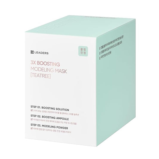 LEADERS 3X Boosting Modeling Mask | 3-Step Korean Skincare with Tea Tree Set of 3 | Soothing, Hydrating & Comforting for Irritated Heated Skin | Relieve Skin Sensitivity - 3 Pack (Teatree)