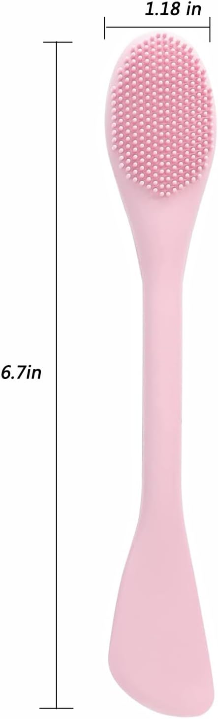 2 in 1 Facial Cleansing Brush&Silicone Face Mask Applicator, 2PCS Face Mask Brush Face Scrubber for Exfoliating, Massaging, Remove Blackheads, Applicator for Mud, Body Lotion, DIY Mask, Pink & Purple