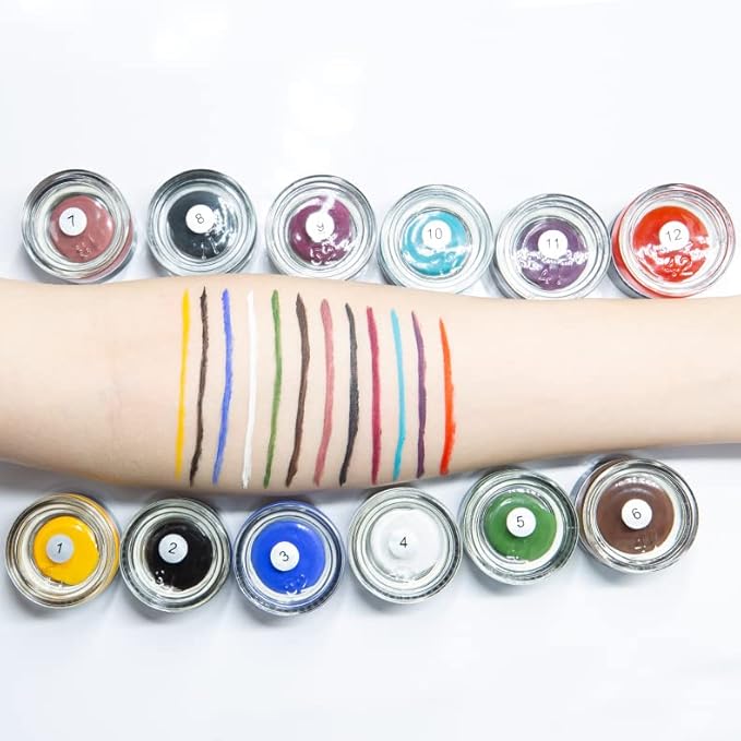 Erinde Blue Gel Eyeliner, Waterproof Cream Eyeliner Gel Pot, High-Intensity Pigments Long Lasting Smudge-Proof Eye Liner Halloween Makeup, Waterline Matte Eye Liner with 2PCS Brushes, 03 Blue