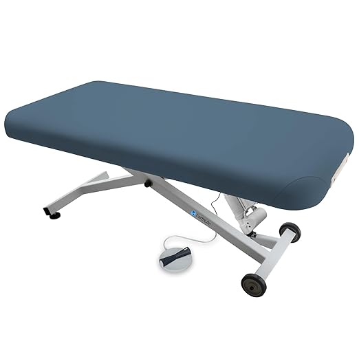 EarthLite Ellora Electric Lift Massage Table, Flat Table Top, Made in USA, 32" x 73, Mystic Blue