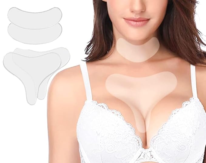 Neck Wrinkle Patches – Silicone Pads for Chest & Décolleté, Reusable Anti Ageing Skincare Patches for Overnight Hydration & Wrinkle Smoothing – 4 Pcs