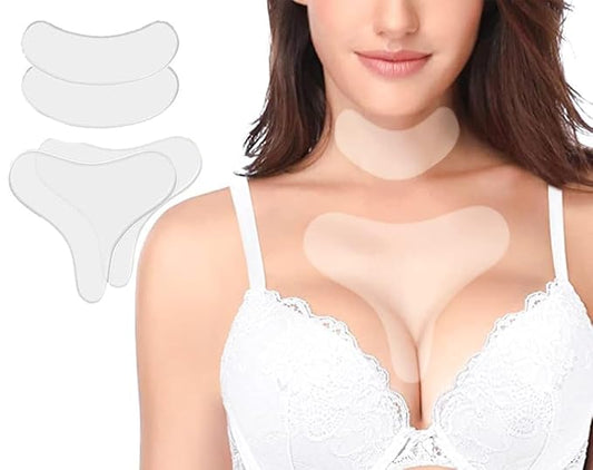 Neck Wrinkle Patches – Silicone Pads for Chest & Décolleté, Reusable Anti Ageing Skincare Patches for Overnight Hydration & Wrinkle Smoothing – 4 Pcs