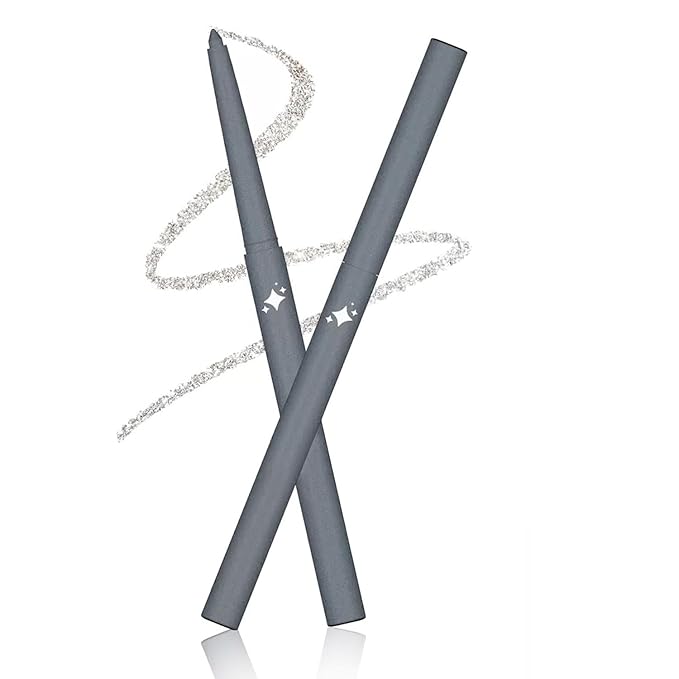 Silver Grey Eyeliner Waterproof Silver Gray Eyeliner Pencil Retractable grey gel eyeliner Smudge-proof Long Lasting Hypoallergenic (11# silver grey shimmer)