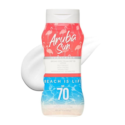 SPF 70 Sunscreen Lotion 8oz - Reef Act Compliant no 67 Octinoxate & Oxybenzone Free - Sun Screen Broad Spectrum UVA/UVB - Sunscreen Waterproof and Non-Greasy